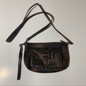 J L JL Saldivar Hand Tooled Leather Purse Bag